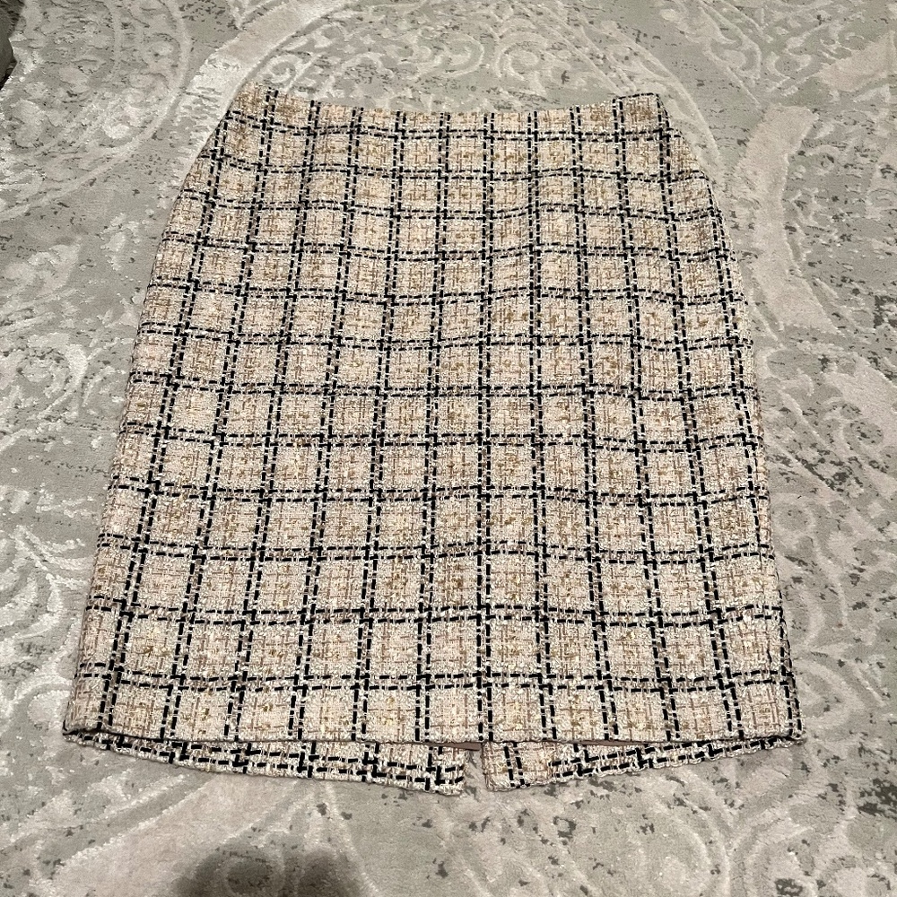 KARL LAGERFELD 8 TWEED PENCIL SKIRT BLACK AND BEIGE
